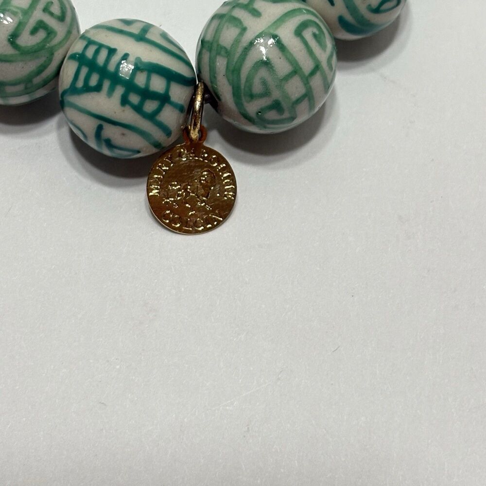 Chinoiserie Green/White Porcelain Bead Bracelet Mary Caroline Colgin - Picture 2 of 6